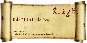 Kállai Éva névjegykártya